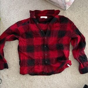 Red & Black Plaid Button-Up Shirt